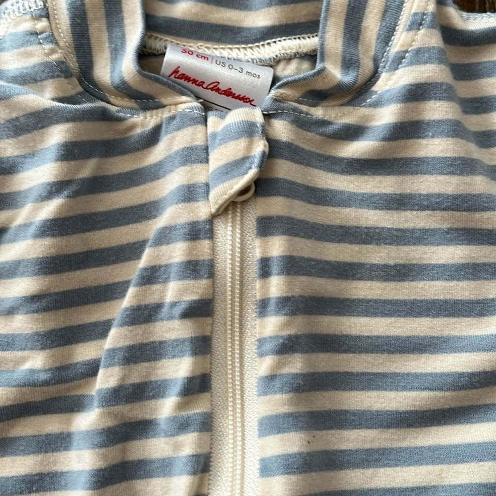 Hanna Andersson 0-3 Mnths Striped Blue and White Kids One Piece